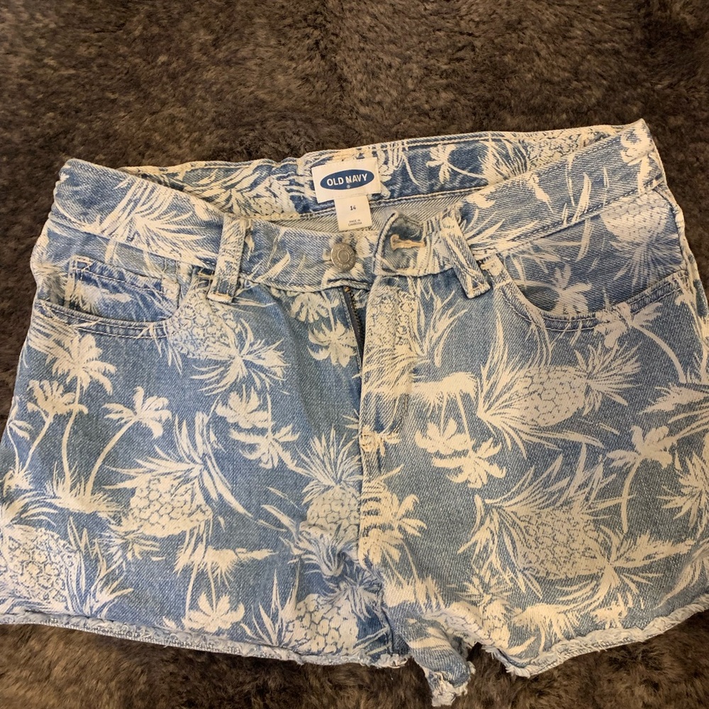 Old Navy Tropical Print Jean Shorts